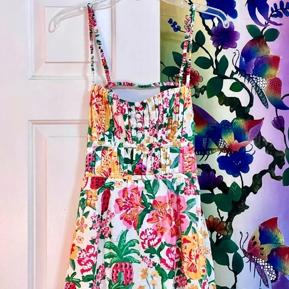 🌺🎉HP🎉🌺 NWT Farm Rio White Floral Sketch Midi Dress